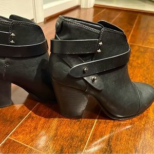 Rag & Bone Black Perforated Leather Harrow Ankle Boots Size 38 EU